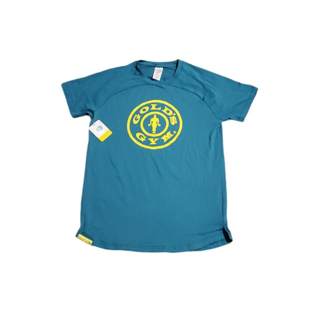 Gold's Gym Raglan Crew Teal T-Shirt Graphic Short Sleeve Stretch Women Sz Small